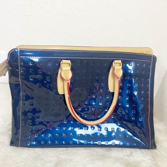 Arcadia Handbags - Arcadia Blue Patent Leather Tote Bag